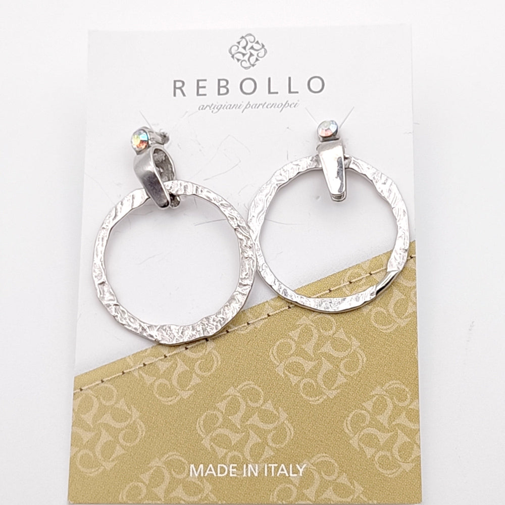 Orecchini cerchio argento 925 martellato con cristallo Swarovski Giamas - vista completa