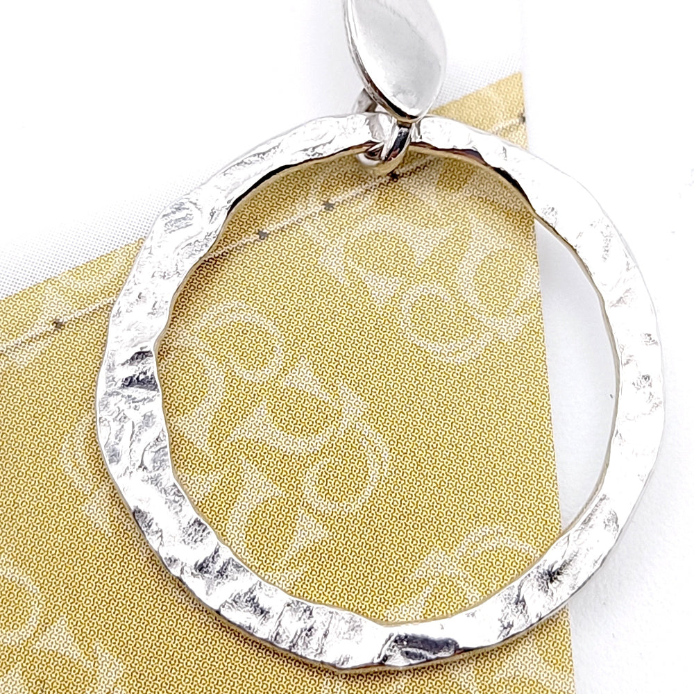 Orecchini Pendenti Argento 925 Cerchi Martellati