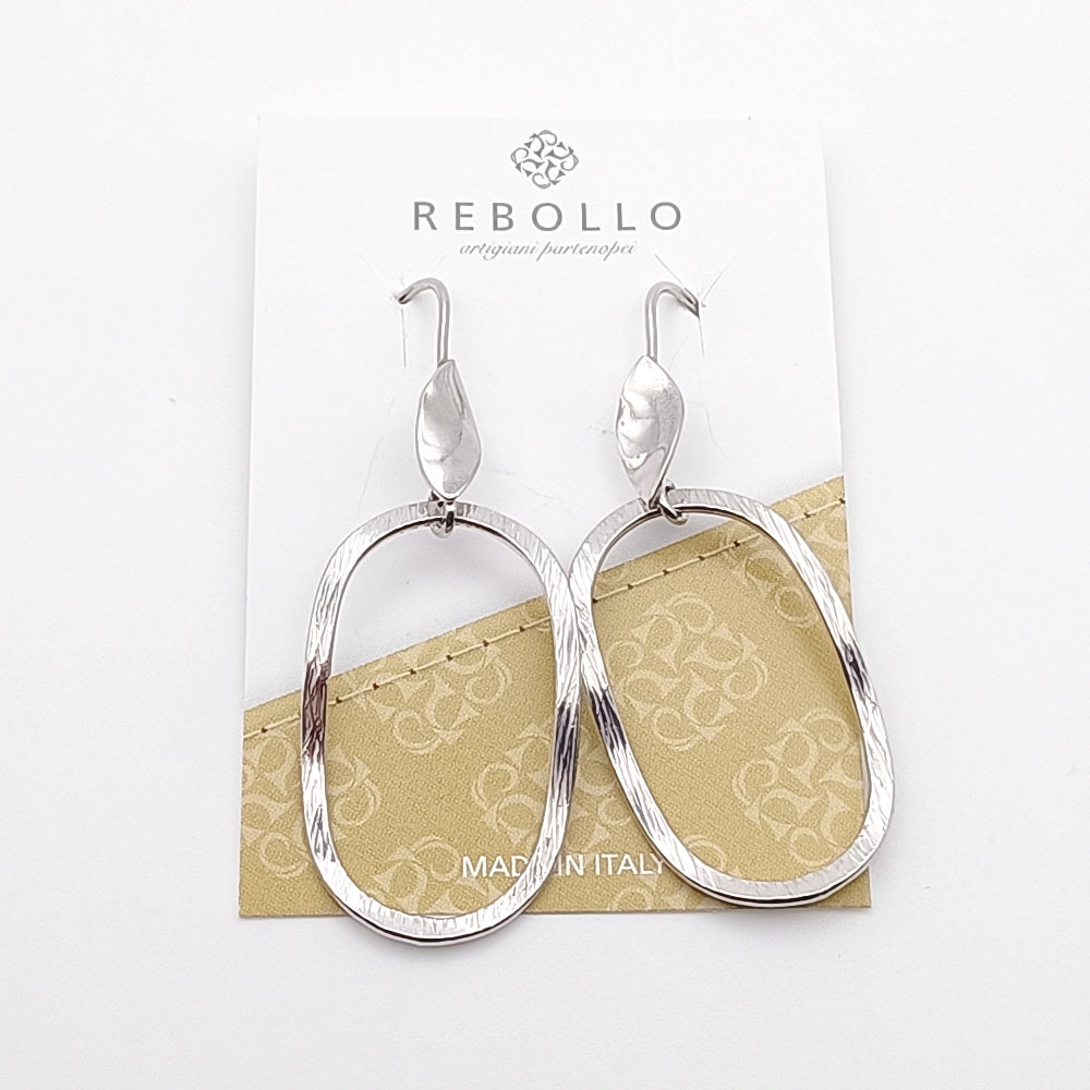 Orecchini Pendenti Ovali Argento925 Martellato artigianali