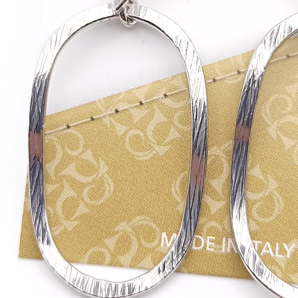 Orecchini Pendenti Ovali Argento 925 Martellato - ungioielloperte