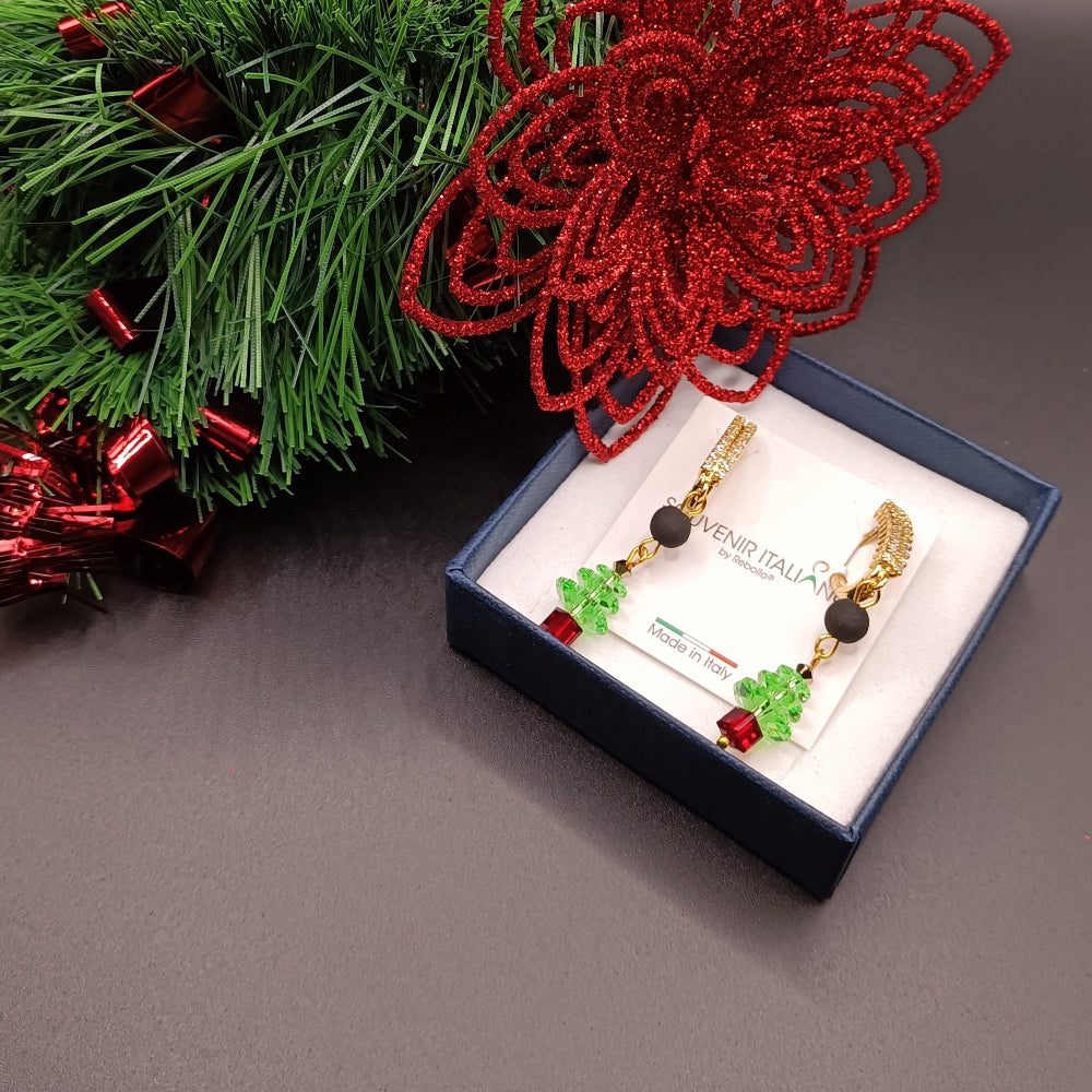 Orecchini pendenti natalizi con albero di Natale - ungioielloperte