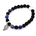 Bracciale agata blu ciondolo foglia Giamas - gioielli artigianali italiani