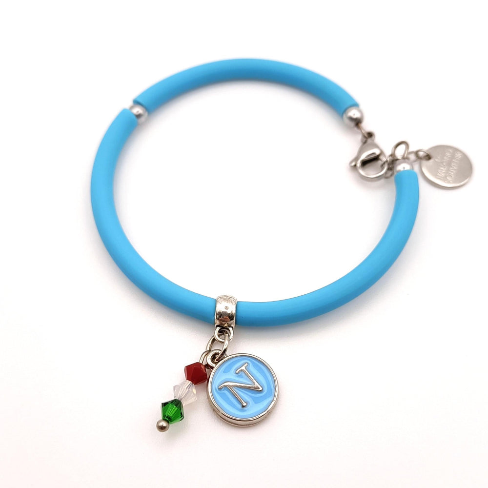 Bracciale Forza Napoli azzurro con cristalli tricolore - ungioielloperte
