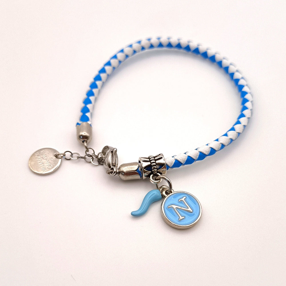 Bracciale Forza Napoli in caucciù con cornetto e ciondolo N - ungioielloperte