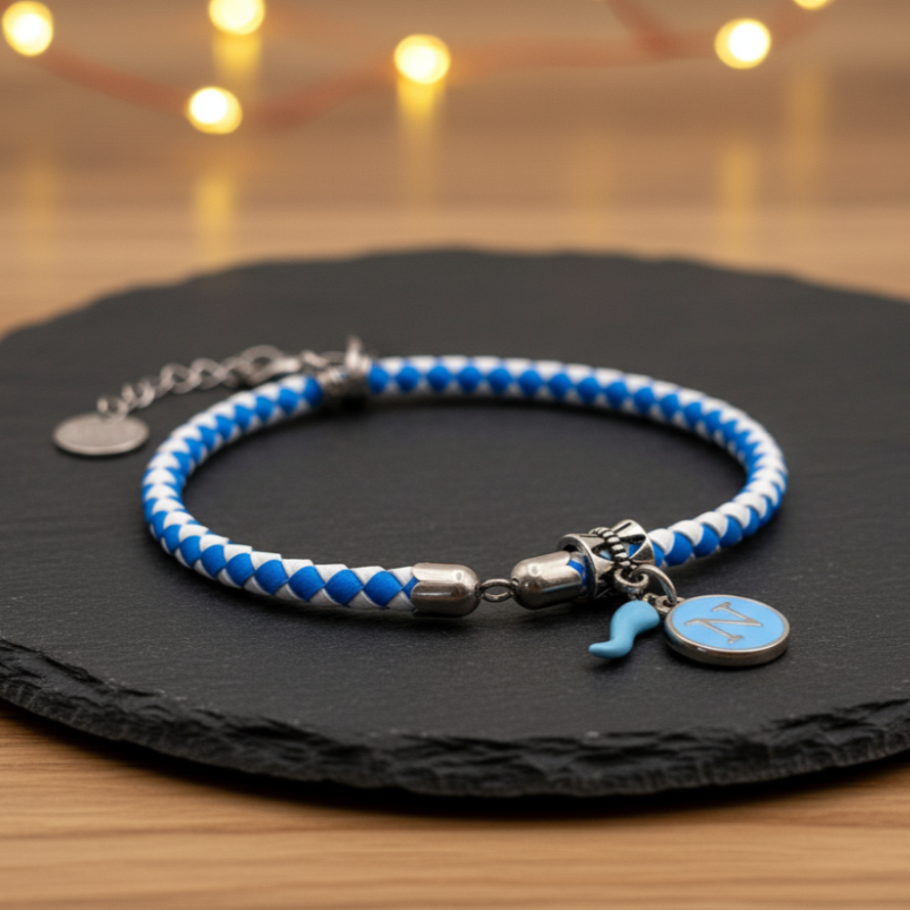 Bracciale Forza Napoli in caucciù con cornetto e ciondolo N by ungioielloperte