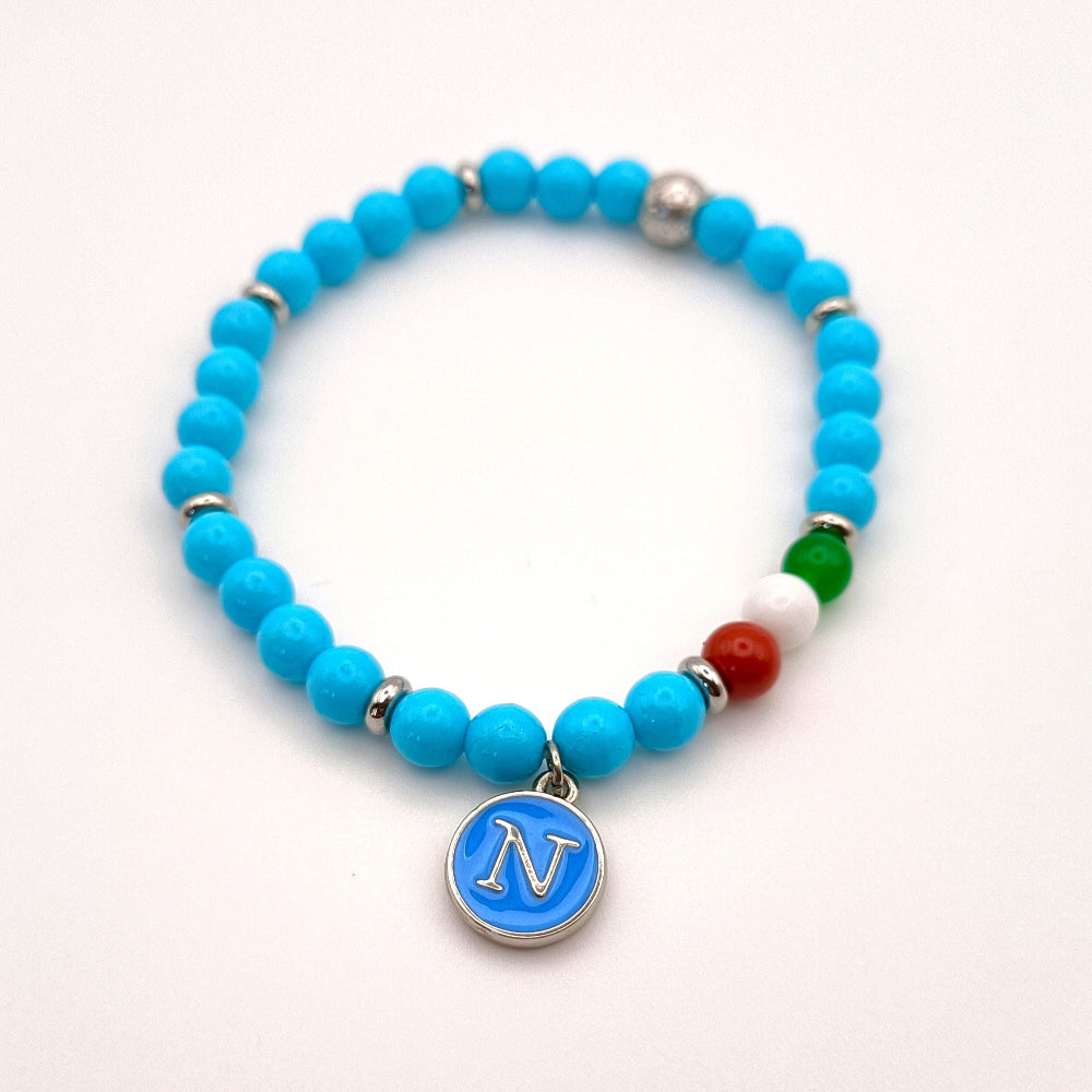 Bracciale napoletano azzurro con tricolore italiano - ungioielloperte