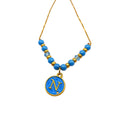 Bracciale oro Forza Napoli con perline azzurre e cristalli azzurri - giamas