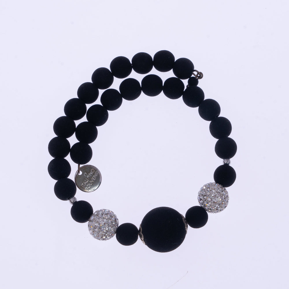 Bracciale con pietra lavica e cristalli Swarovski firmato ungioielloperte