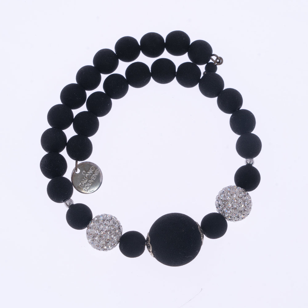 Bracciale di ungioielloperte.com in pietra lavica sintetizzata e cristalli Swarovski 