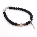 Bracciale pietra lavica marrone albero della vita e cornetto - giamas