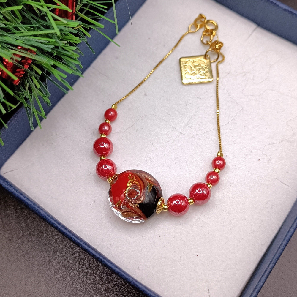 Bracciale in vetro murano di colore rosso di ungioielloperte in confezione regalo