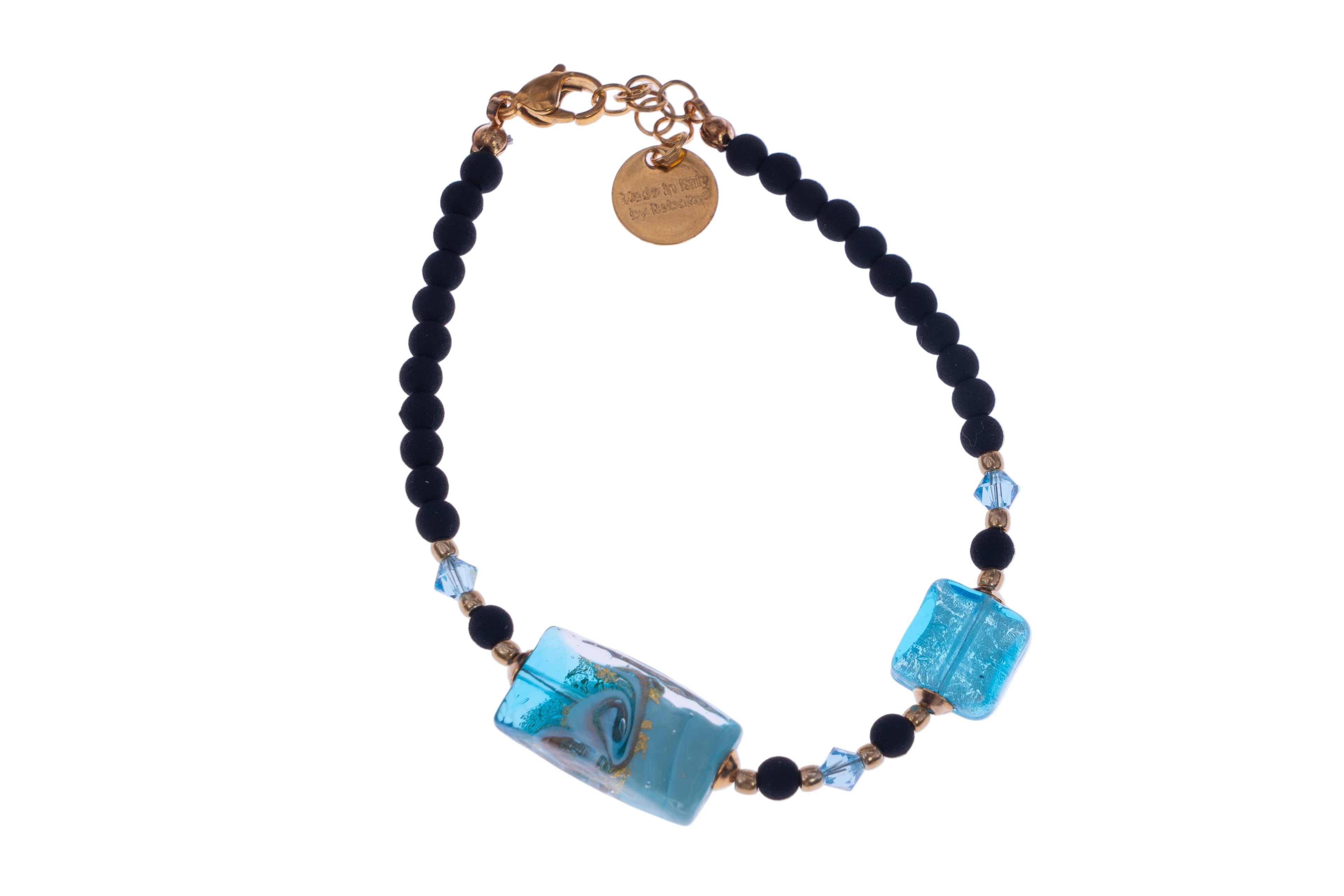 Bracciale con perle geometriche by ungioielloperte, pietra lavica e vetro murano