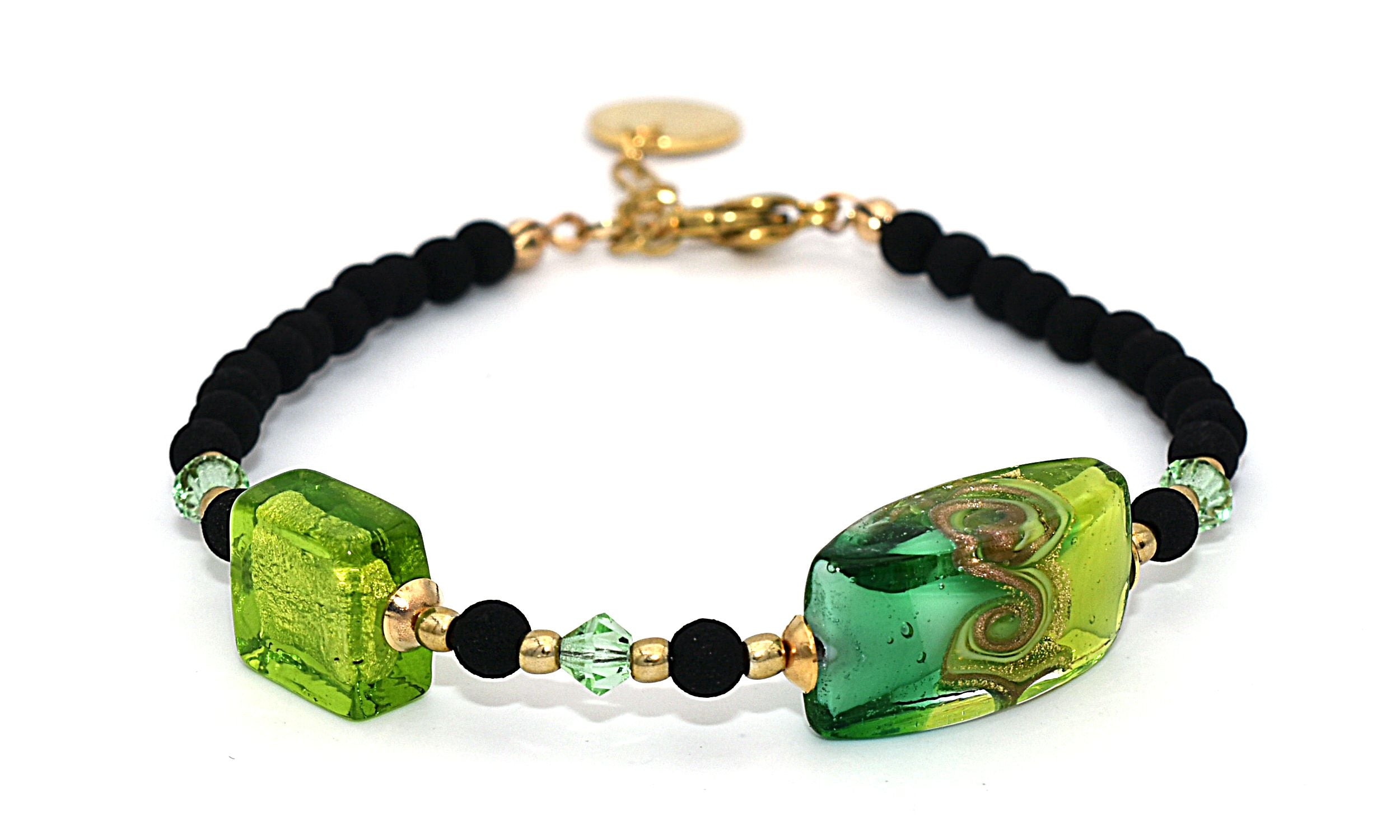 Bracciale con perle geometriche by ungioielloperte, pietra lavica e vetro murano