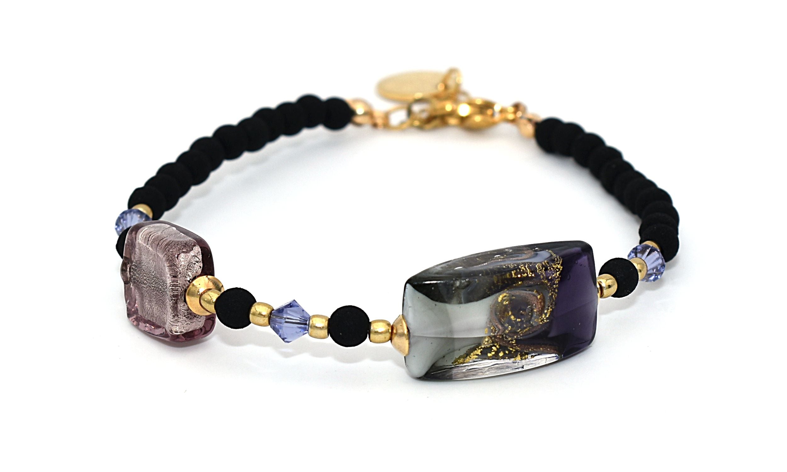 Bracciale con perle geometriche by ungioielloperte, pietra lavica e vetro murano