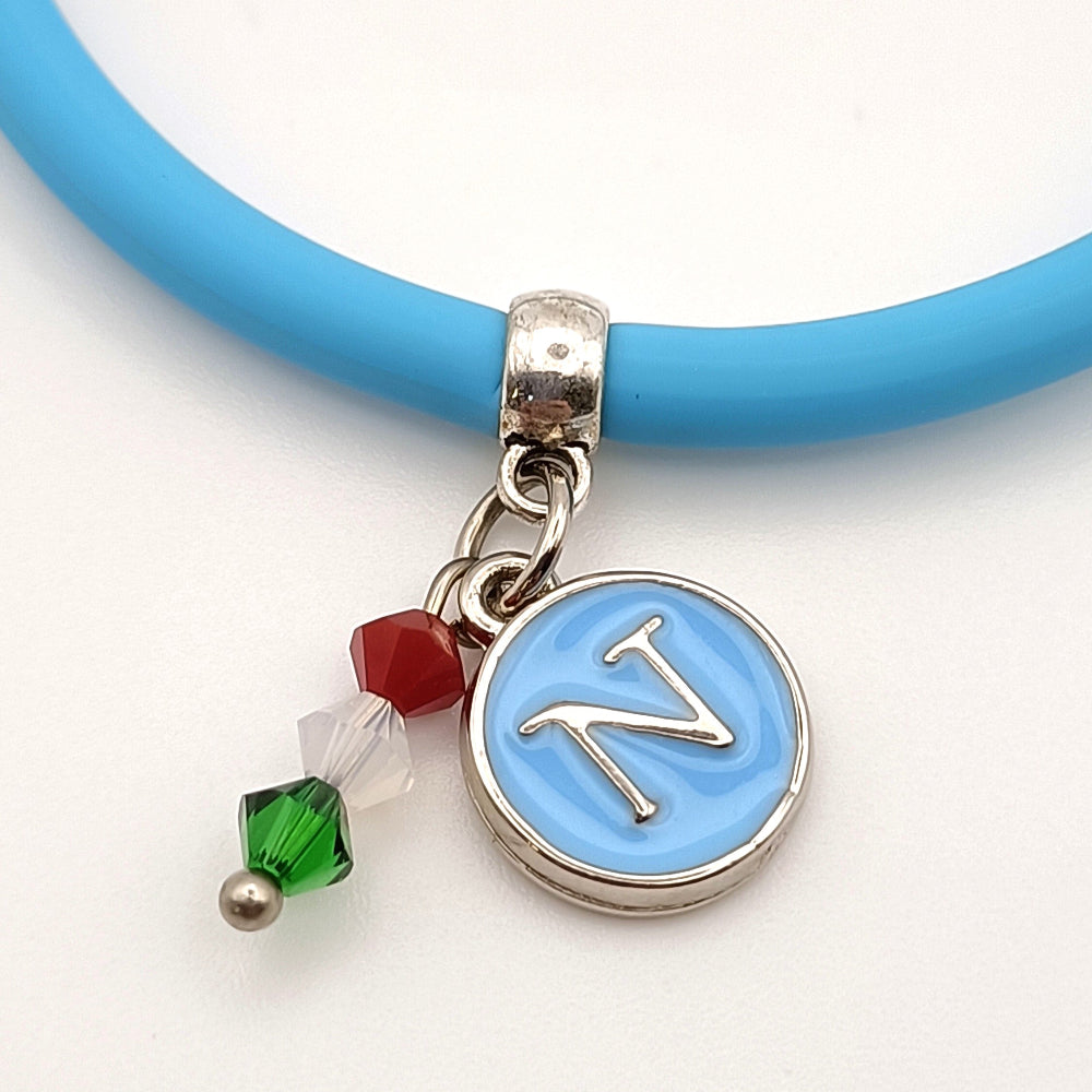 bracciale Napoli Campione ciondolo lettera N cristalli tricolore by ungioielloperte