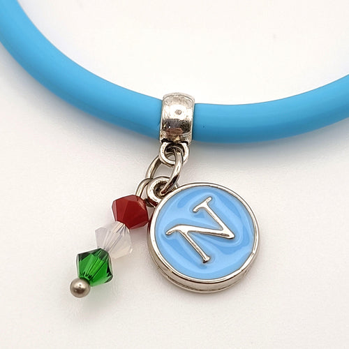 bracciale Napoli Campione ciondolo lettera N cristalli tricolore by ungioielloperte