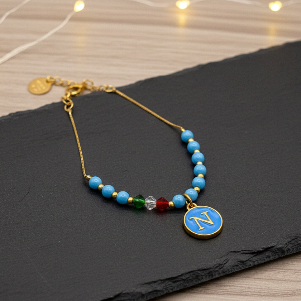 Bracciale Forza Napoli con tricolore in cristalli di Swarovski 