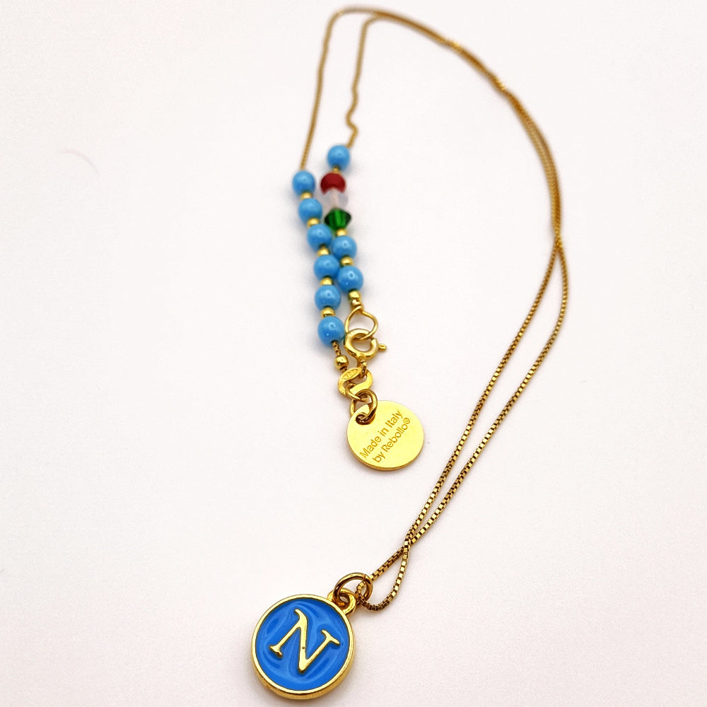 collana Forza Napoli con ciondolo lettera N color oro - ungioielloperte
