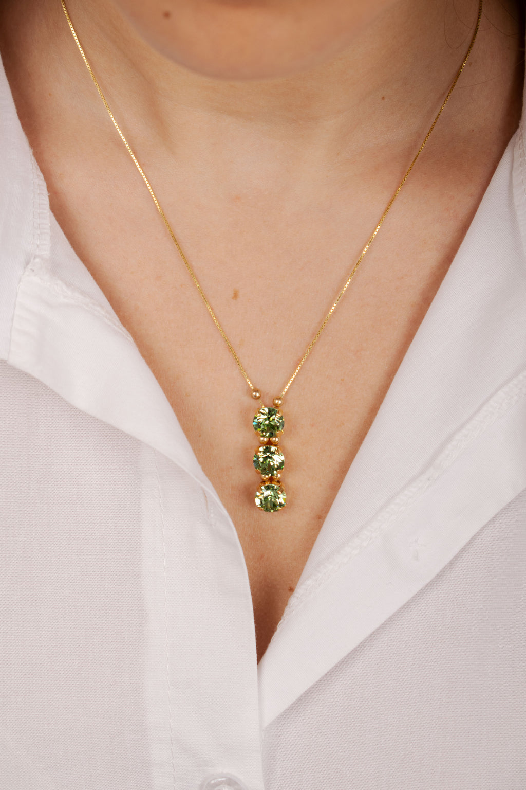 collana donna 3 cristalli swarovski verde modella giamas