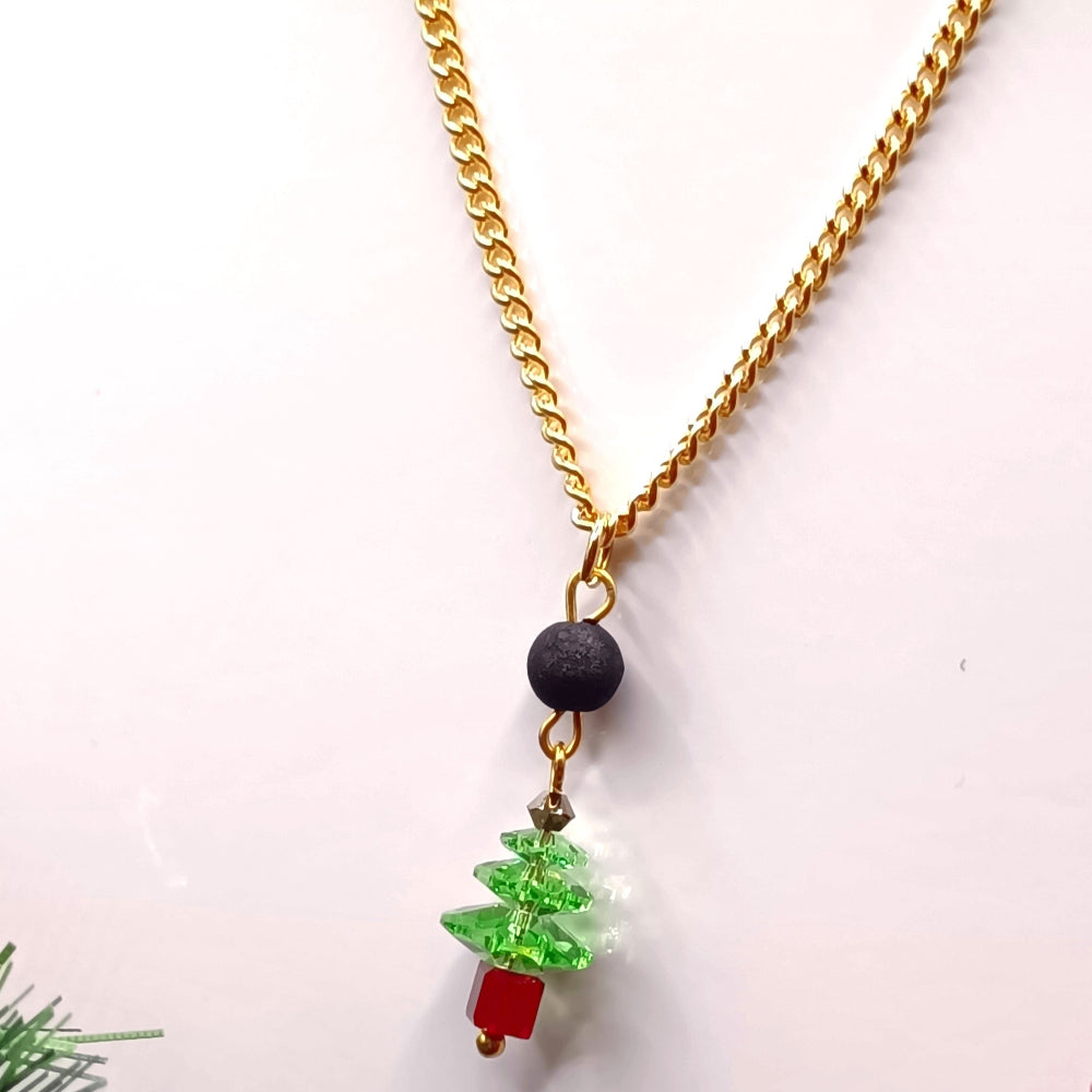 Collana natalizia con ciondolo ad albero verde e rosso - ungioielloperte