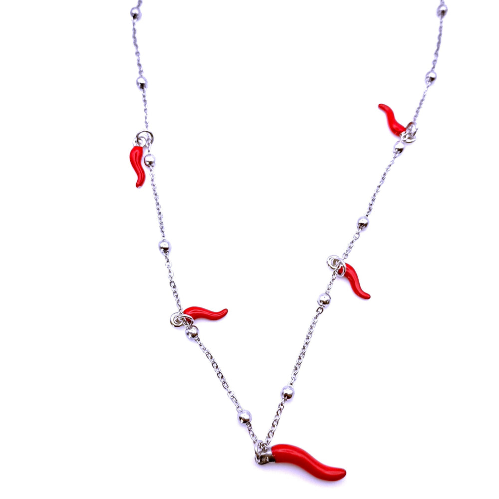 Collana da donna by ungioielloperte con cornetti rossi in metallo