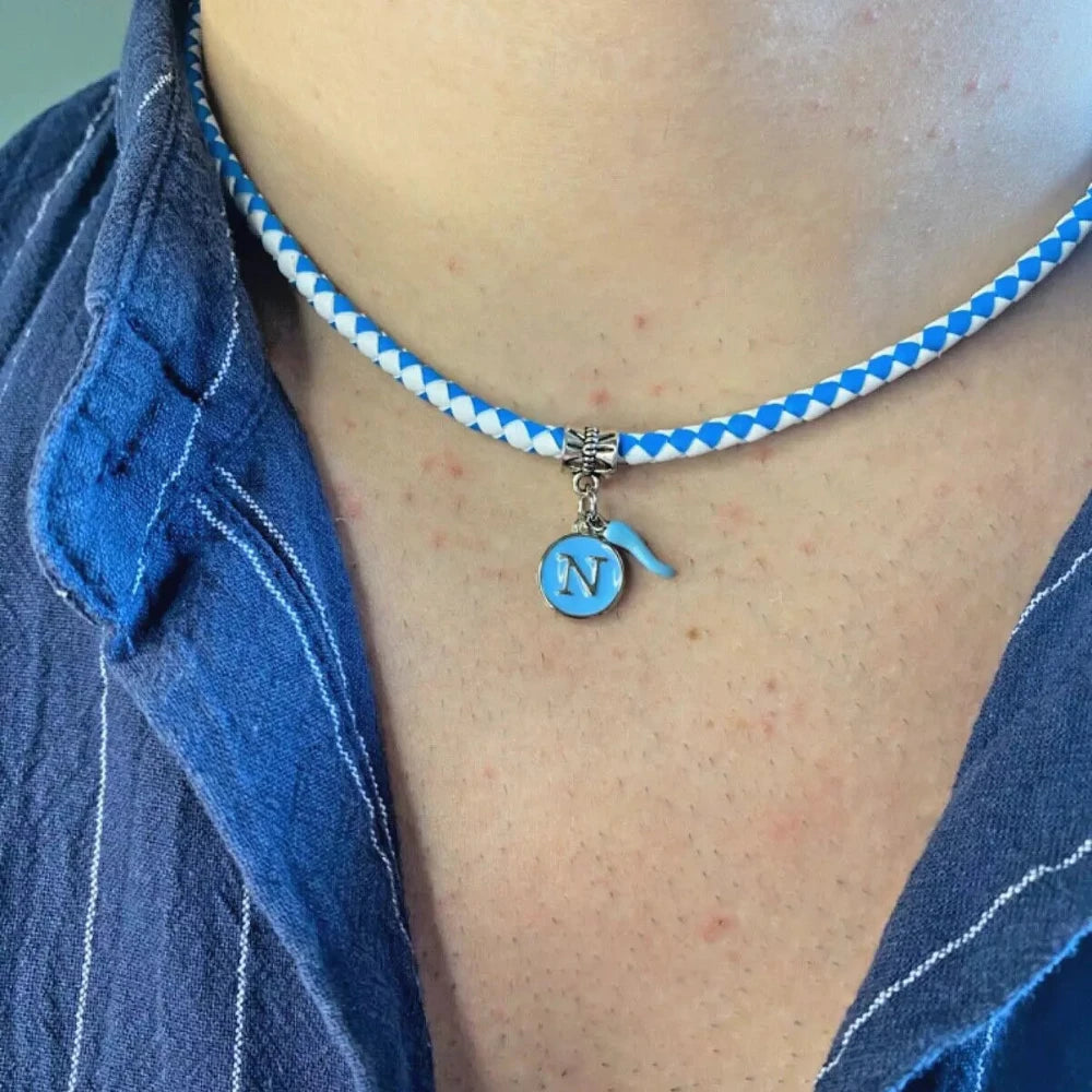 Collana unisex Forza Napoli con ciondolo lettera N color oro - ungioielloperte