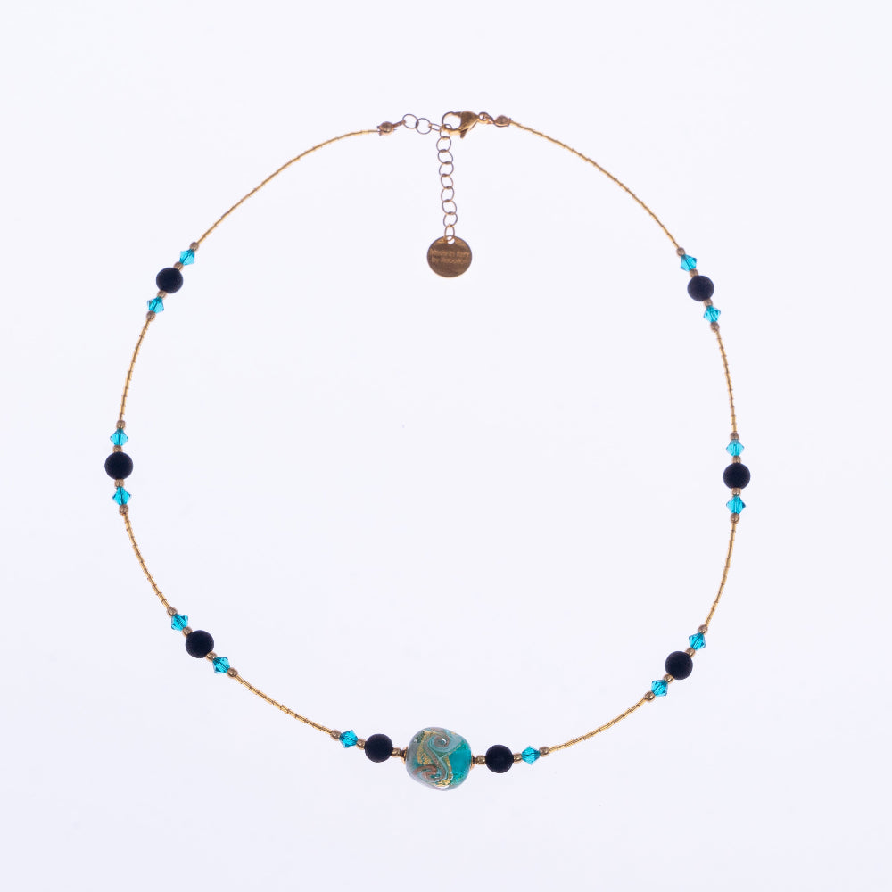 Collana con perla in vetro murano turchese by ungioielloperte.com