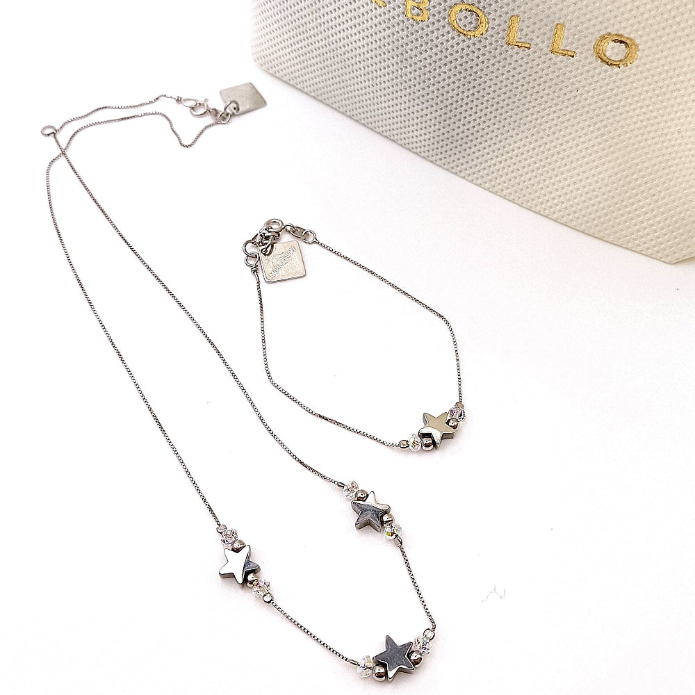 collana e bracciale argento con stelle e cristalli Swarovski Elements - giamas