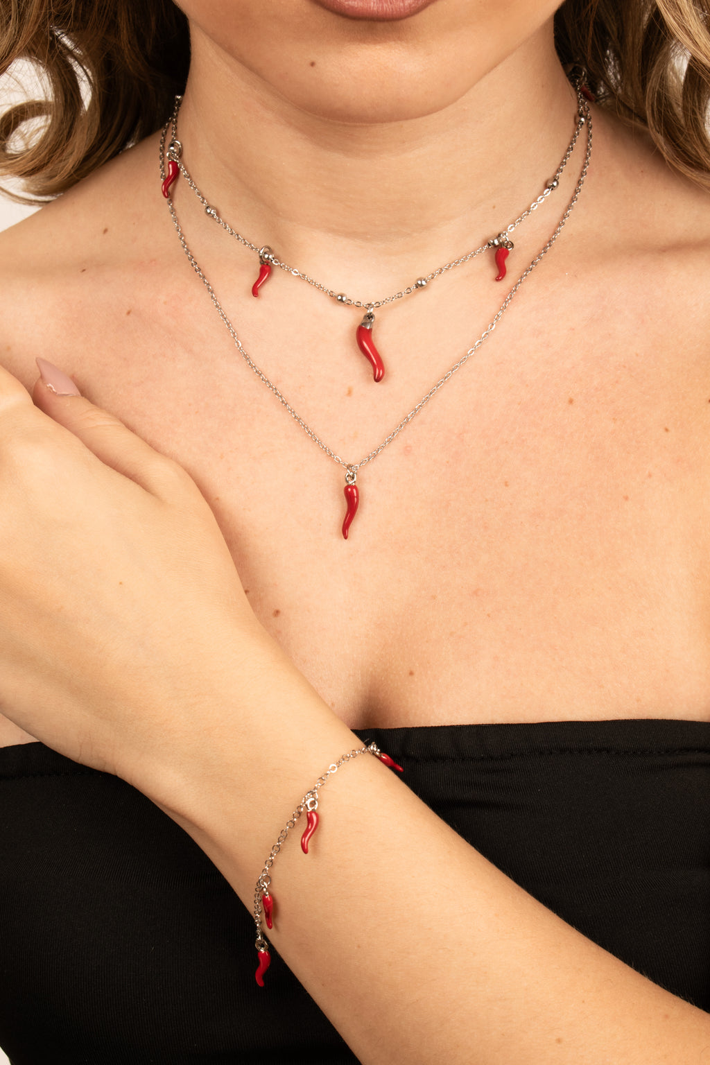 Bracciale Donna Cornetto Rosso Portafortuna