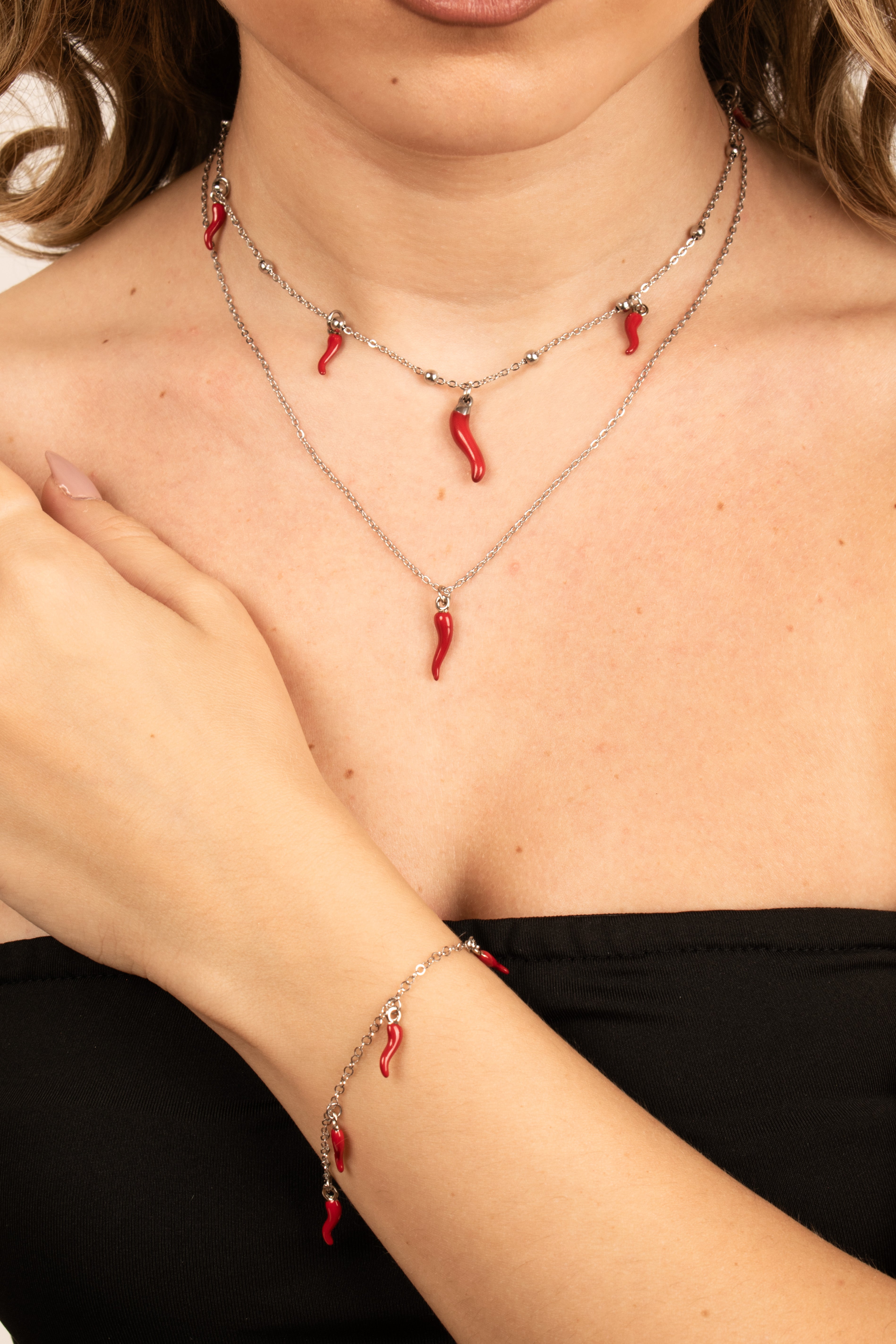 Bracciale Donna Cornetto Rosso Portafortuna