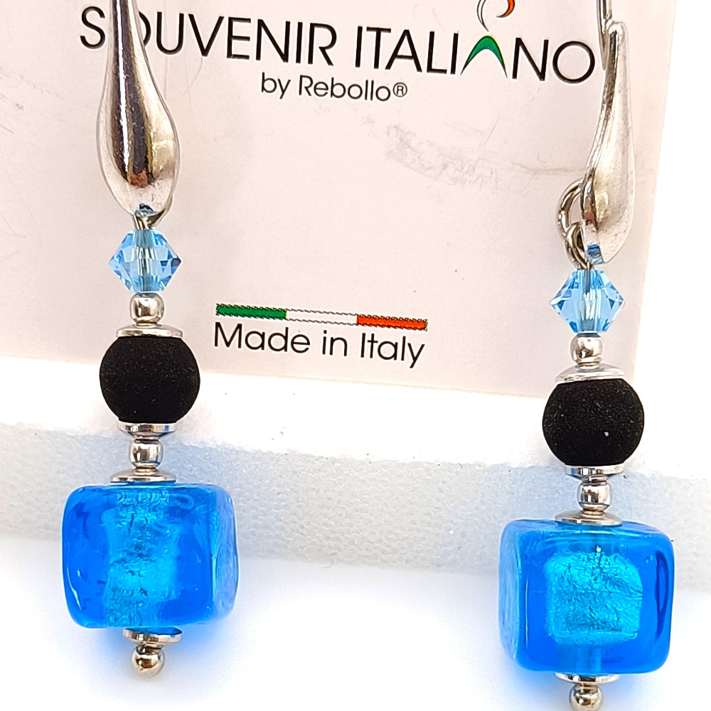Orecchini in argento con Murano turchese e pietra lavica - ungioielloperte