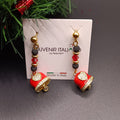 Orecchini con perle di lava sintetizzata e campanella rossa, eleganti e raffinati, Made in Italy.