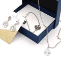 Set completo gioielli albero della vita con collana, bracciale e orecchini in metallo argentato
